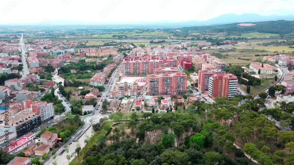 Aerial cityscape view of architecture and city of Figueres in Catalonia Aerial cityscape view of architecture and city of Figueres in Catalonia