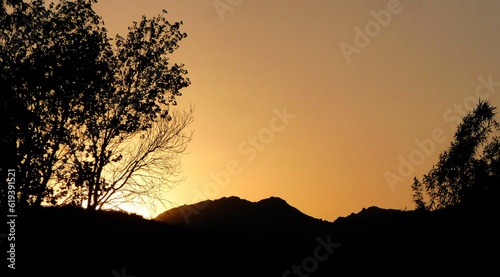 Beautiful yellow sunset landscape in the wilderness of Arizona, USA