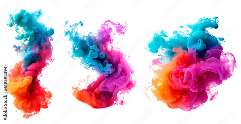 a set of multi colored smoke bomb explosion clouds on transparent background a set of multi colored smoke bomb explosion clouds on transparent background