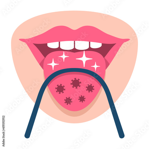 Tongue scraper color icon - for oral hygiene