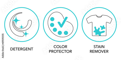 Laundry Detergent, Stain Remover icons, thin line