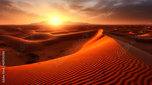 Sunset in the desert. Background. Illustration. Ai generation.