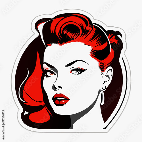 Beautiful woman with red hair and red lips. Vector illustration.