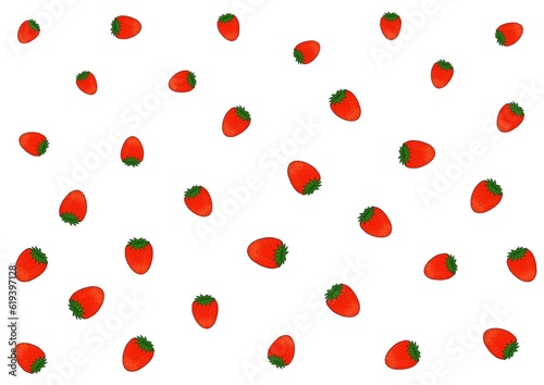 seamless pattern with red strawberries on white background