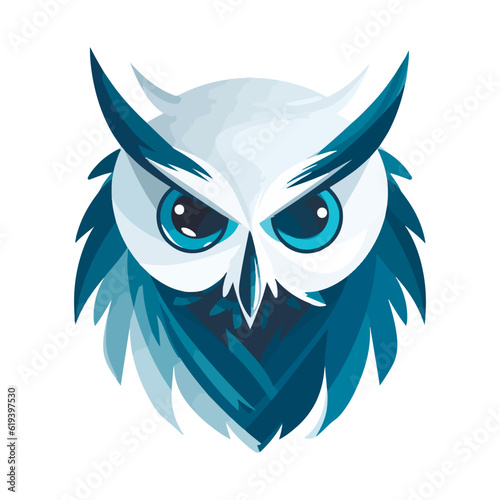 Fototapeta Naklejka Na Ścianę i Meble -  Modern abstract vector illustration of owl with blue undertone.