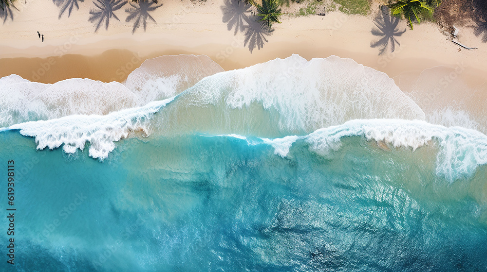 A vibrant aerial view of a tropical beach., Generative Ai A vibrant aerial view of a tropical beach., Generative Ai