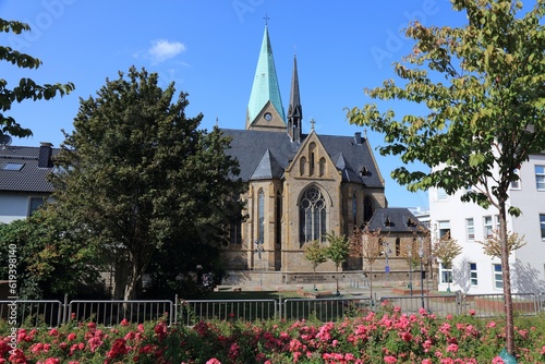 Wattenscheid, district of Bochum city in Germany. Provost church of St. Gertrud von Brabant (Saint Gertrude of Nivelles). Catholic church. photo