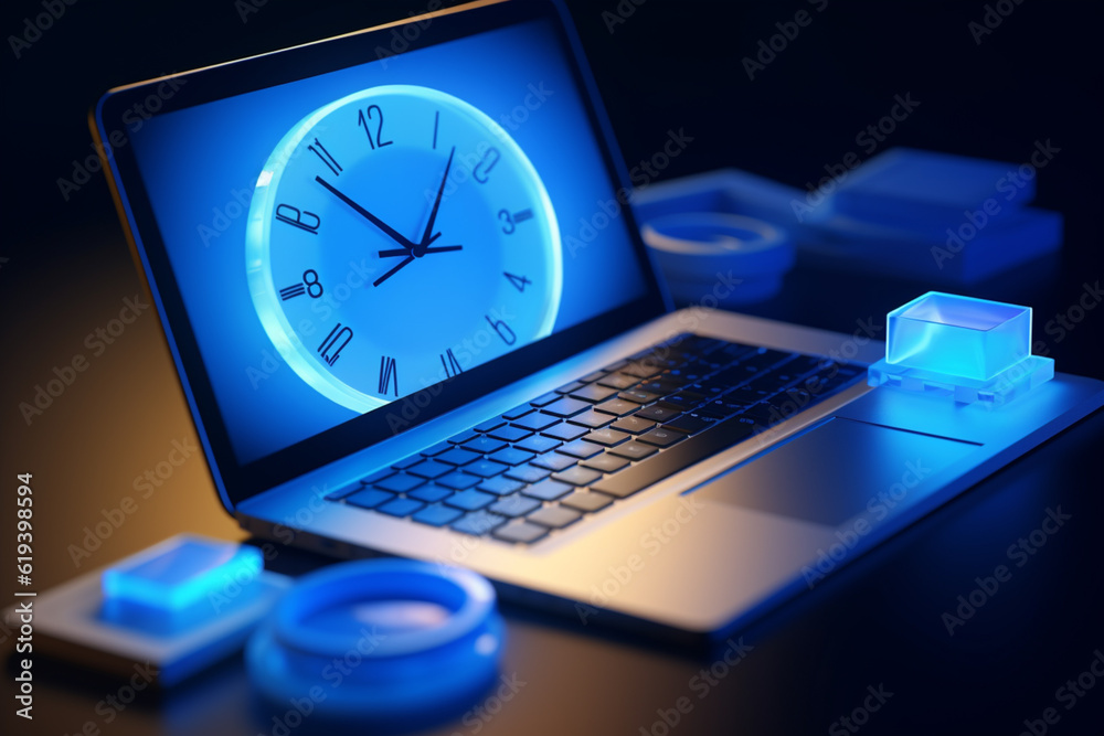 3D business invoice transaction for payment on laptop with clock alert notification. Business using invoice bill, transaction with credit card concept. 3d receipt vector icon render illustration 3D business invoice transaction for payment on laptop with clock alert notification. Business using invoice bill, transaction with credit card concept. 3d receipt vector icon render illustration