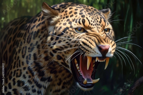 A ferocious leopard symbol of the Greece empire Daniel Biblical prophecies Generative AI Illustration