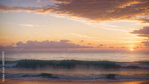 Sunset over the ocean in the morning. 