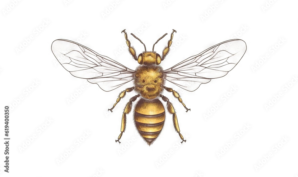 a drawing of a bee on a white background with no background. generative ai a drawing of a bee on a white background with no background. generative ai