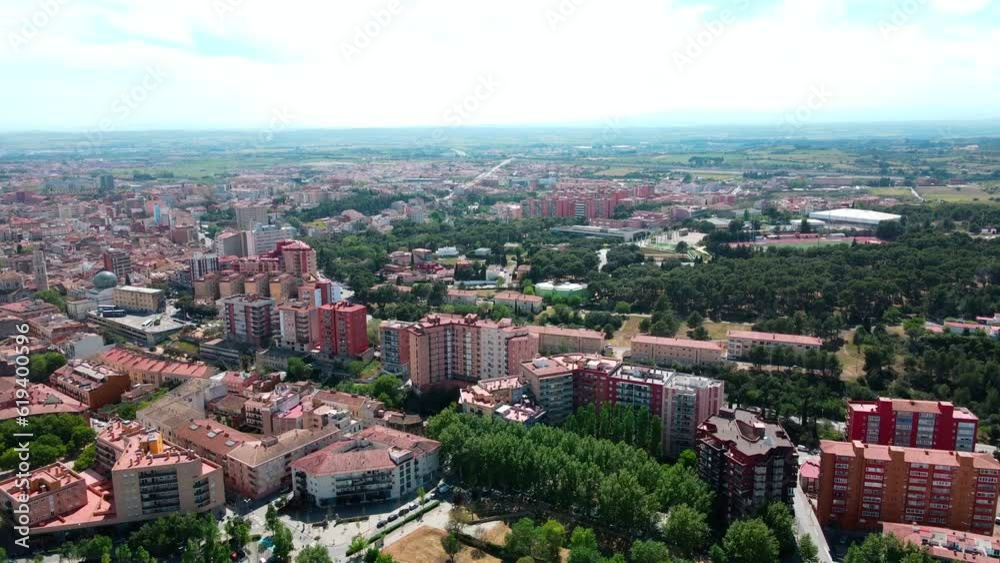 Aerial cityscape view of buildings in city of Figueres Catalonia Aerial cityscape view of buildings in city of Figueres Catalonia
