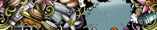 Massage hand drawn doodle banner. Cartoon detailed illustrations.