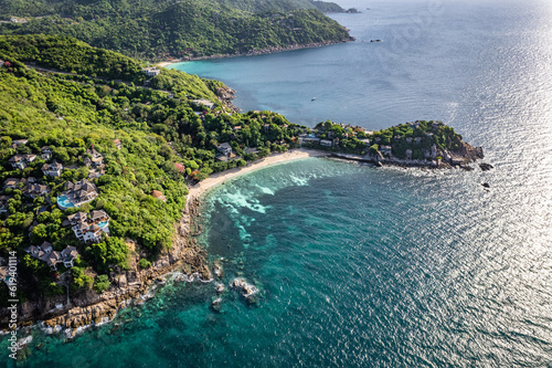 Aerial view of Shark Bay in koh Tao, Thailand