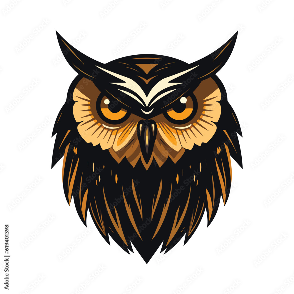 Modern abstract vector illustration of owl with brown undertone.