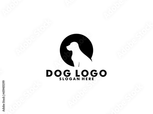 Dog logo vector, simple minimal dog care logo design, silhouette dog logo