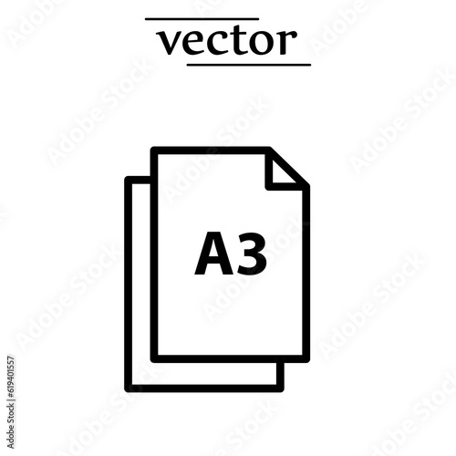 A3 icon, Paper size icons, vector flat illustration on white background..eps