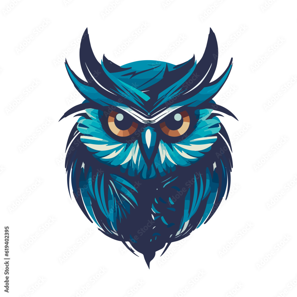 Fototapeta premium Modern abstract vector illustration of owl with blue undertone.