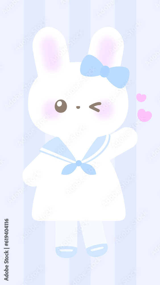 16:9 セーラー服のうさぎさんウインク壁紙★ 16:9 セーラー服のうさぎさんウインク壁紙★