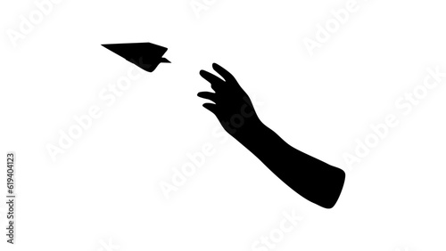 Hand throwing paper plane