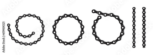 Set of bike link. Bicycle chain link collection. Set of black motorcycle link photo