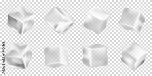 Realistic ice cube collection. Set of realistic ice cube block