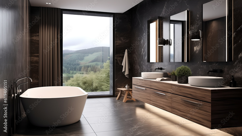 Fototapeta premium Modern bathroom, generative AI
