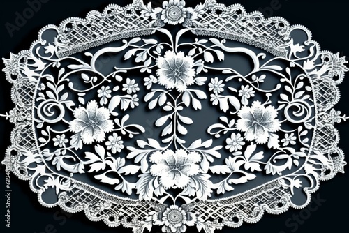 an intricate lace doilie with flowers and leaves on the top