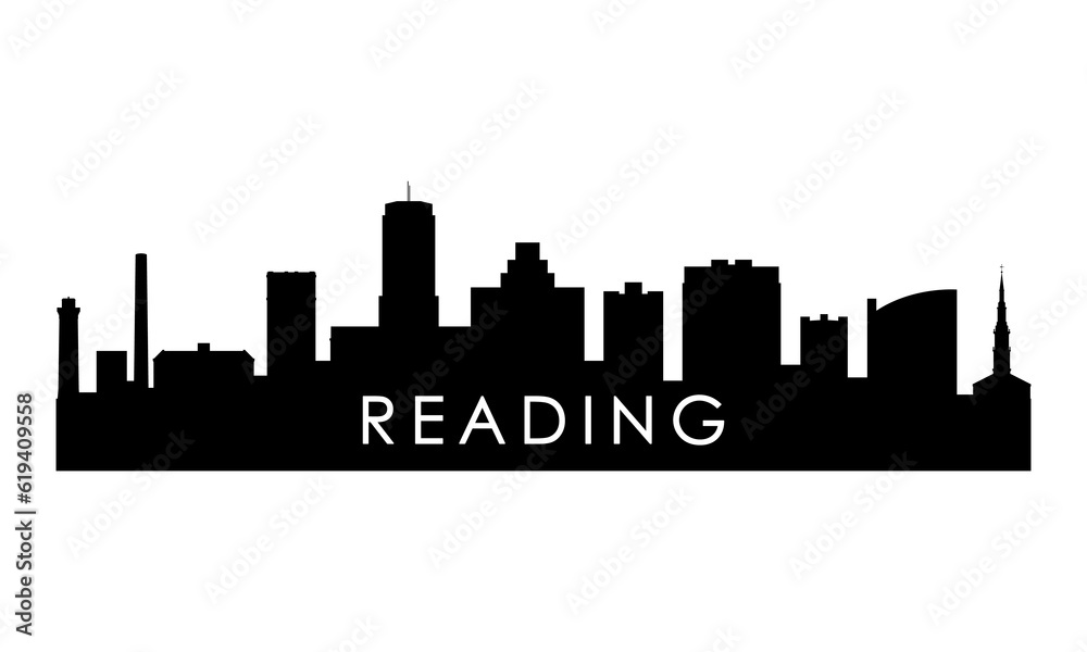 Reading skyline silhouette. Black Reading city design isolated on white background.