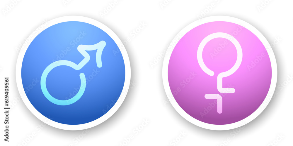Male and female round flat icons collection. Blue and pink gender line symbols. Best for print, logo, mobile apps and web design. Male and female round flat icons collection. Blue and pink gender line symbols. Best for print, logo, mobile apps and web design.