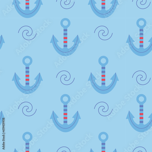 Pattern on a marine theme with anchor, ornament.