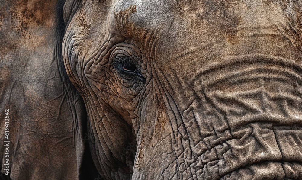 a close up of an elephant's face with a blurry background. generative ai a close up of an elephant's face with a blurry background. generative ai
