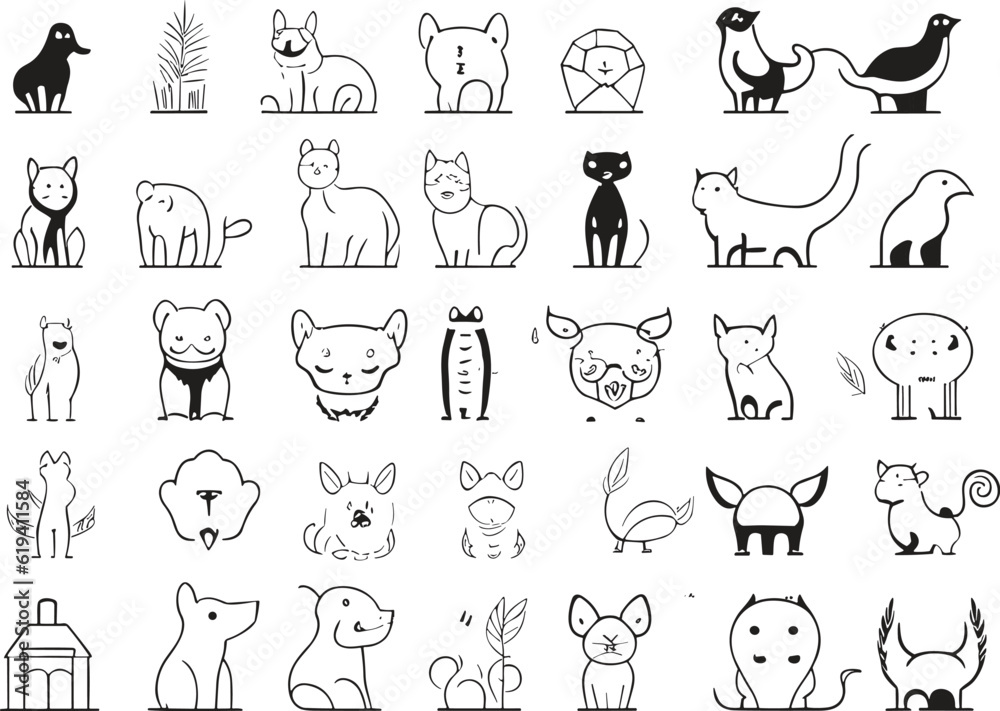 Pet friendly icon set. Included the icons as dog, cat, animals, bird, fish, and more.