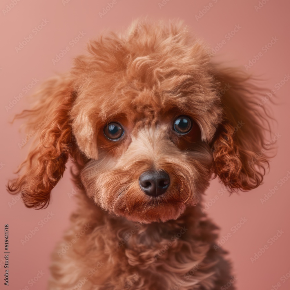 Puppy red poodle toy. Cute dog. Generative AI Technology Puppy red poodle toy. Cute dog. Generative AI Technology