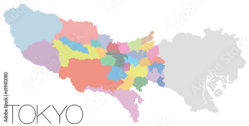 東京都ドット地図 多摩地区 多摩エリア 30市町村 TOKIO map