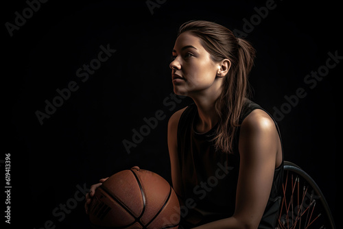 Professional basketball player in a wheelchair. AI generative © santypan