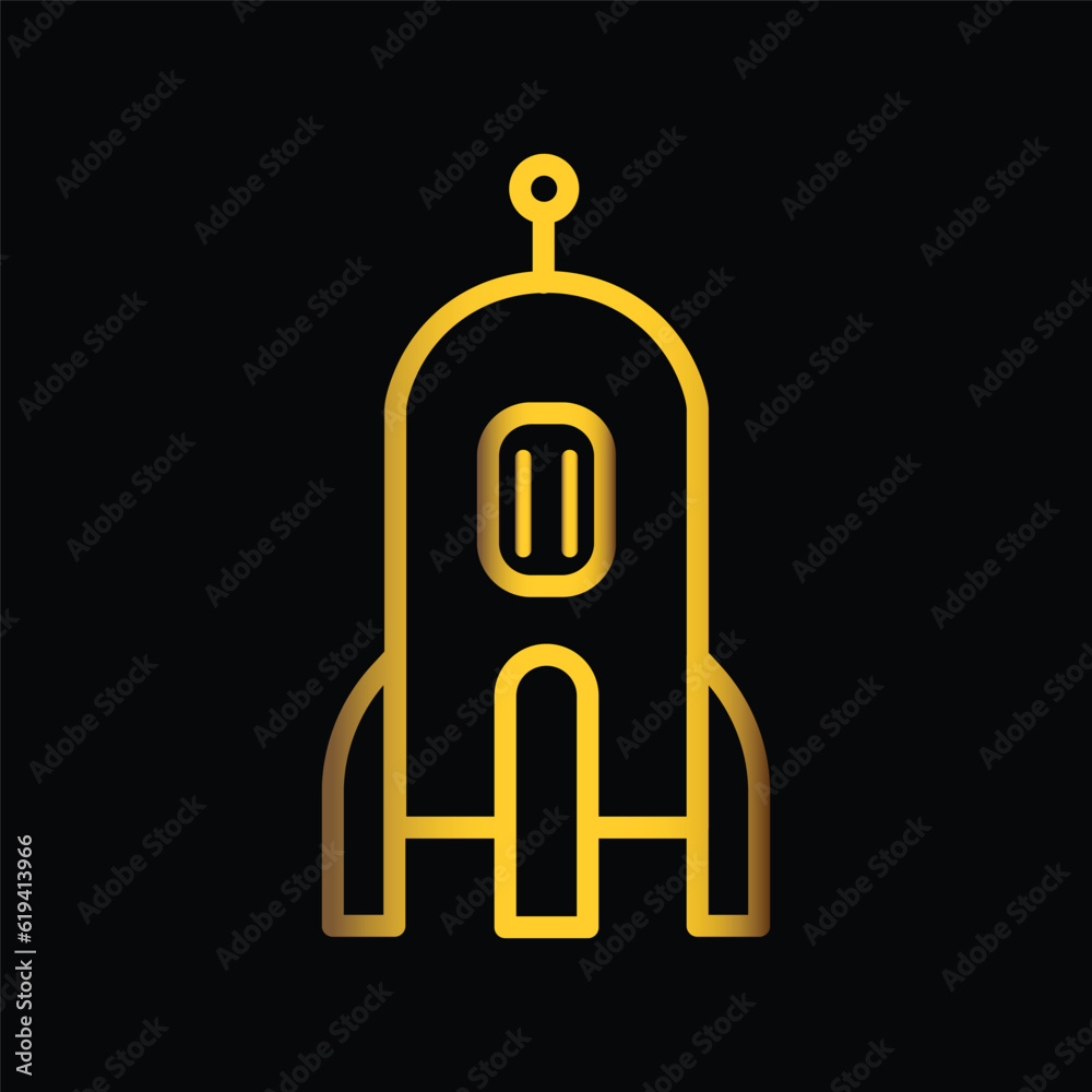 gold rocket, icon, template, vector, flat, logo, trendy, collection