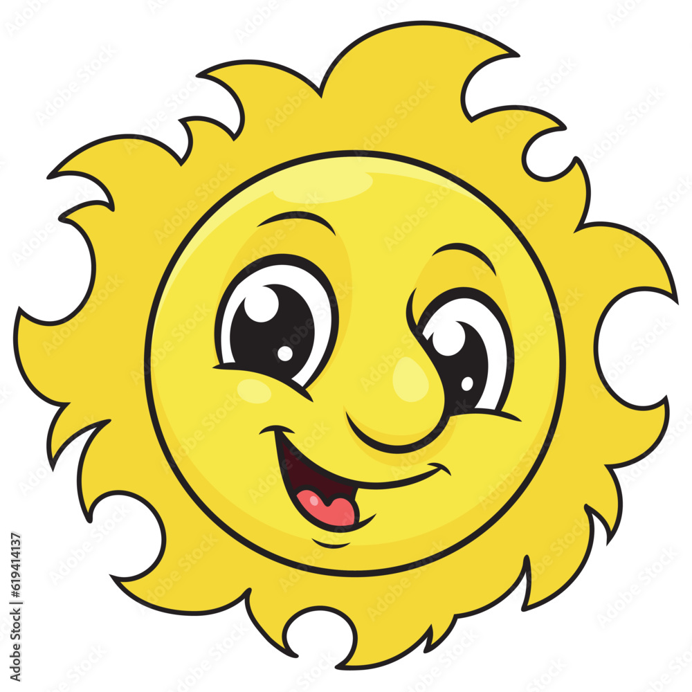 Cute smiling cartoon sun on white background Cute smiling cartoon sun on white background
