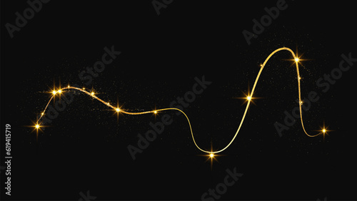 Gold glittering confetti wave and stardust