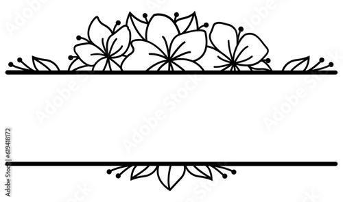 Flowers split monogram svg  Floral frame  Last name border