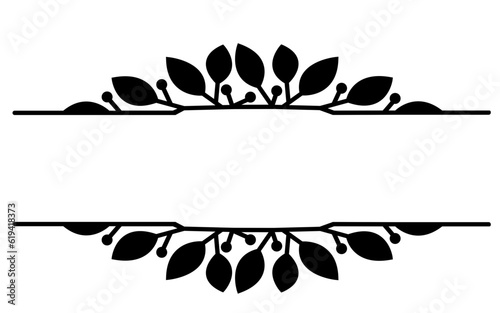Leaves split monogram svg, Floral frame, Last name border
