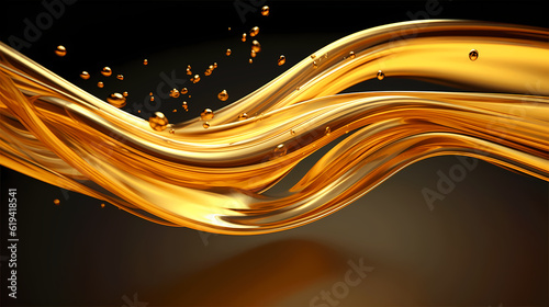 Beauty in Motion, Light Shining on Golding Splash of Oil, Creating Smooth and Elegant Swirls, Ideal for Fuel and Luxury Concepts, generative ai. photo