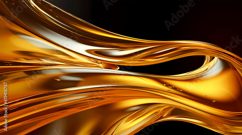 Beauty in Motion, Light Shining on Golding Splash of Oil, Creating Smooth and Elegant Swirls, Ideal for Fuel and Luxury Concepts, generative ai.