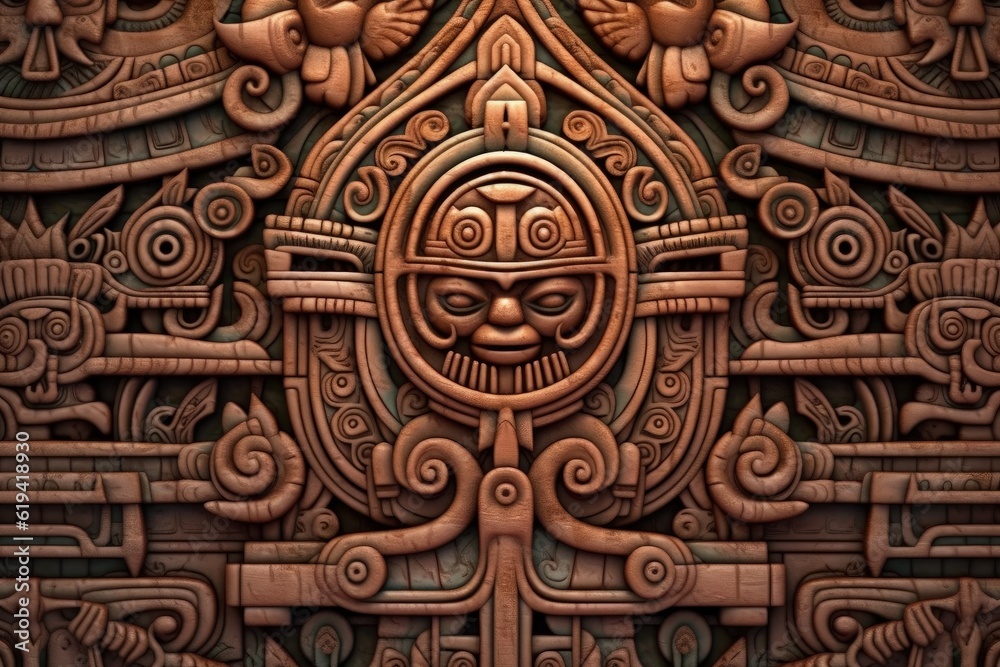 Background with mayan patterns, culture and history concept. Generative AI