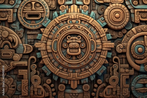 Background with mayan patterns, culture and history concept. Generative AI