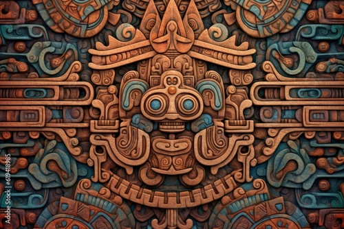 Background with mayan patterns  culture and history concept. Generative AI
