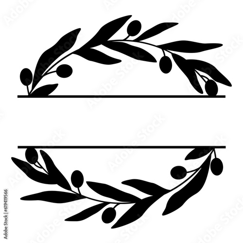 Split monogram with olive branch svg, Floral wreath, Last name frame