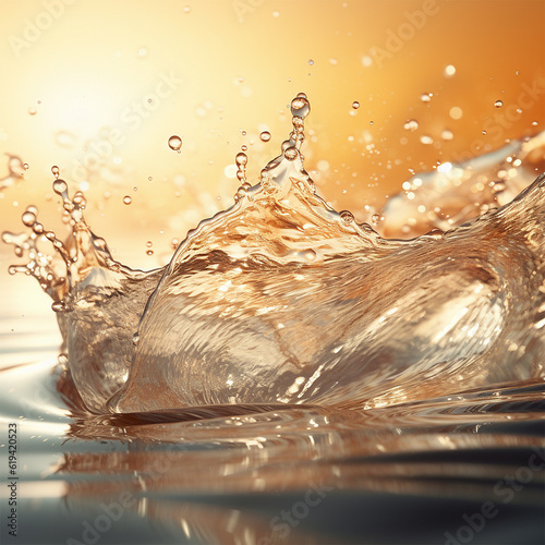 Water splash background, dynamic abstract liquid macro waves