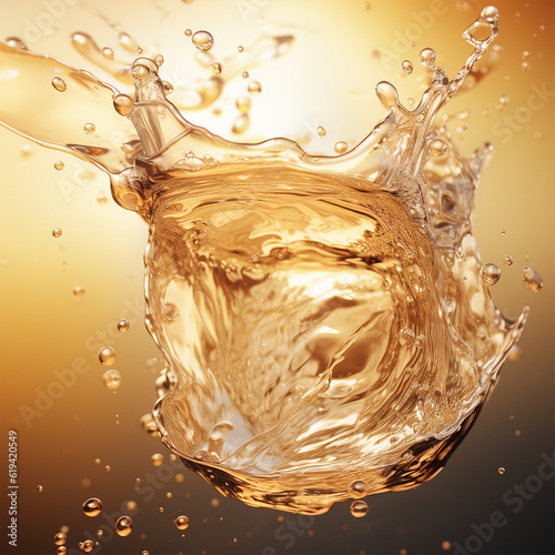 Water splash soft light, pouring in a circle, dynamic liquid