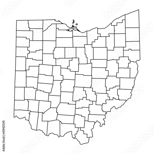 Ohio state map with counties. Vector illustration.